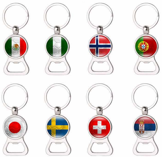 Custom Football Gifts World Cups National Country Flag Souvenir Acrylic Keychain Pendant Gifts Brazil Germany Spain Key Ring