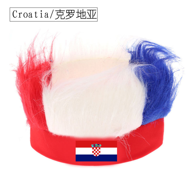 Wholesale Custom Sports Fans Cheering Product Team Supporter Giveaways Headband Wig With 32 Country Flags