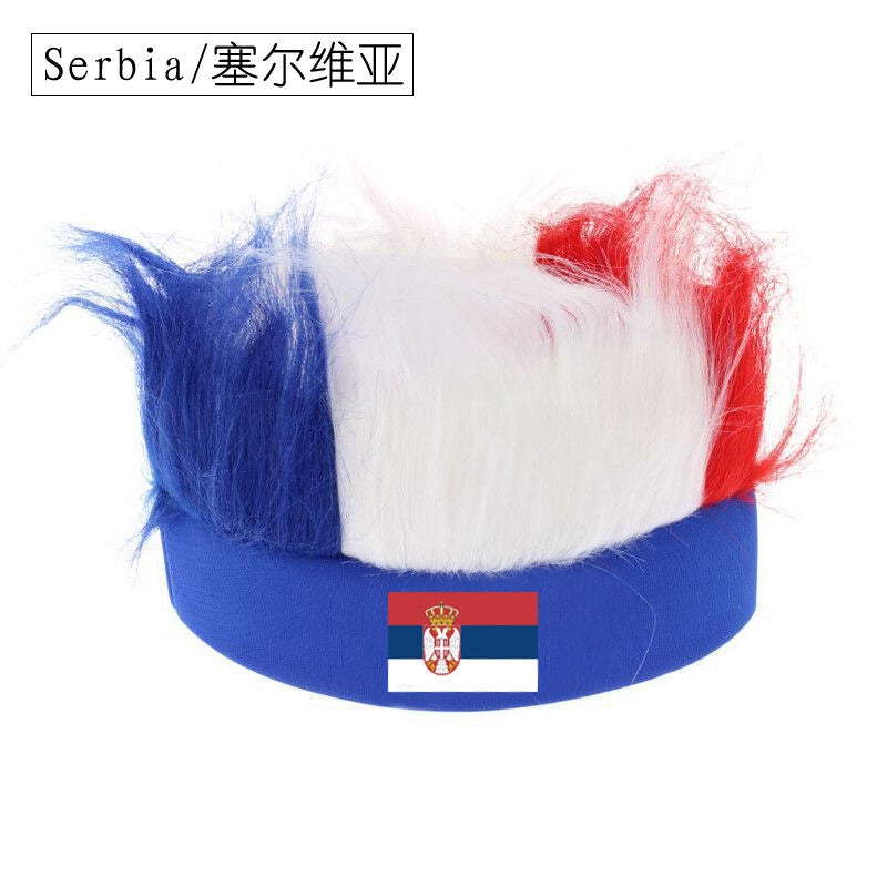 Wholesale Custom Sports Fans Cheering Product Team Supporter Giveaways Headband Wig With 32 Country Flags