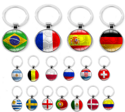 Custom Football Gifts World Cups National Country Flag Souvenir Acrylic Keychain Pendant Gifts Brazil Germany Spain Key Ring