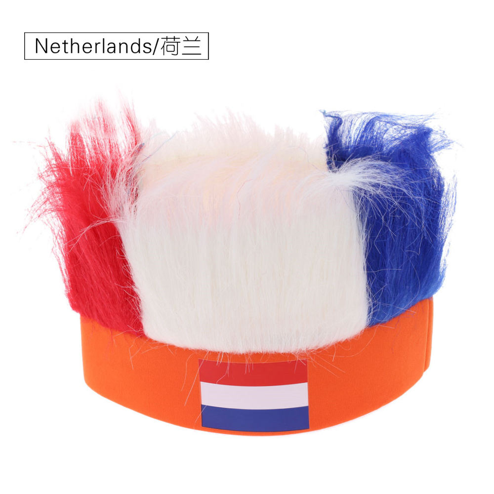 Wholesale Custom Sports Fans Cheering Product Team Supporter Giveaways Headband Wig With 32 Country Flags