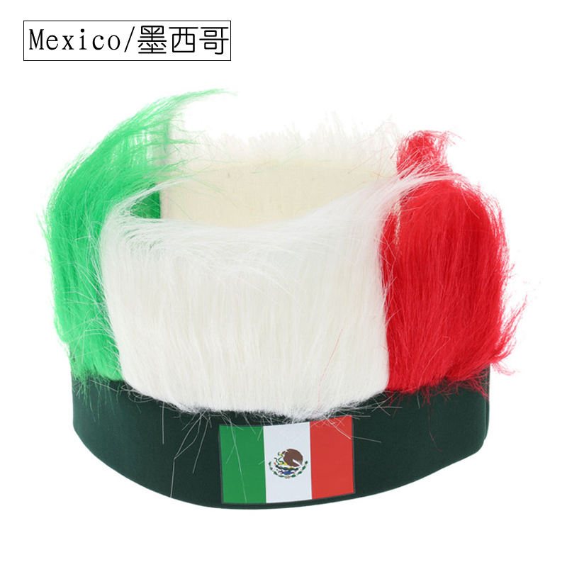 Wholesale Custom Sports Fans Cheering Product Team Supporter Giveaways Headband Wig With 32 Country Flags