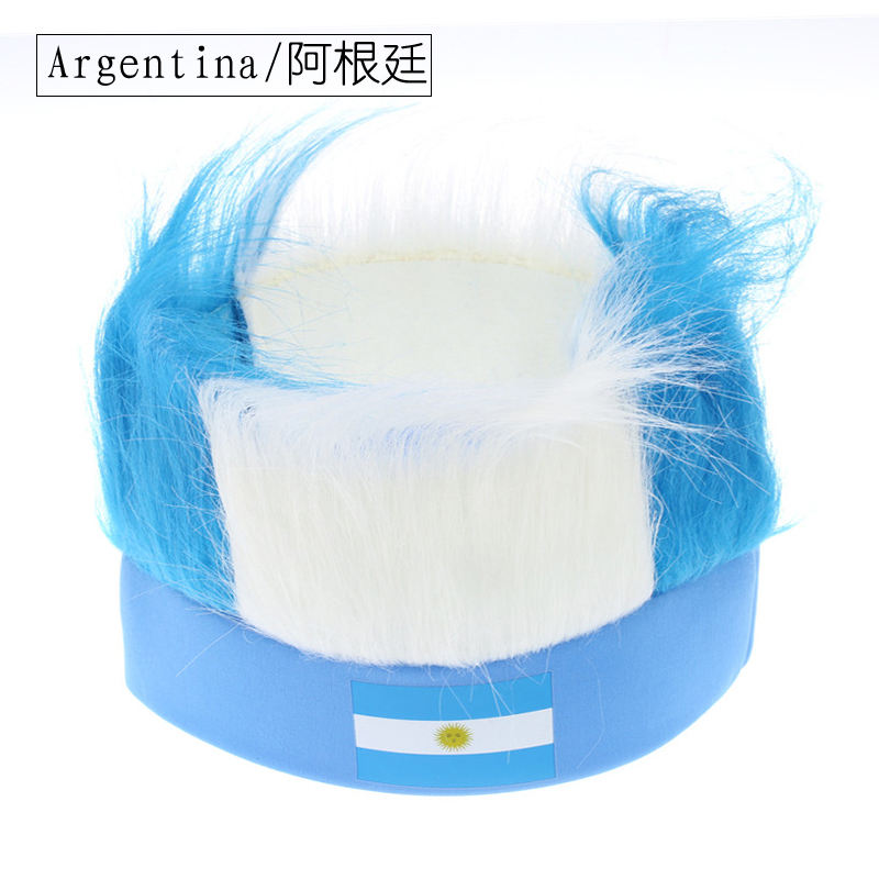 Wholesale Custom Sports Fans Cheering Product Team Supporter Giveaways Headband Wig With 32 Country Flags