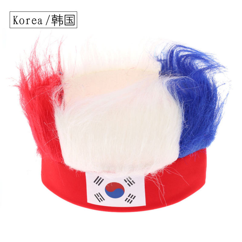 Wholesale Custom Sports Fans Cheering Product Team Supporter Giveaways Headband Wig With 32 Country Flags