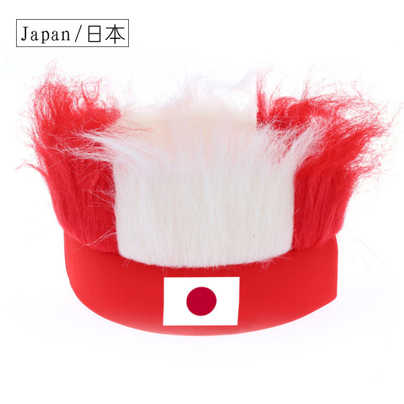 Wholesale Custom Sports Fans Cheering Product Team Supporter Giveaways Headband Wig With 32 Country Flags