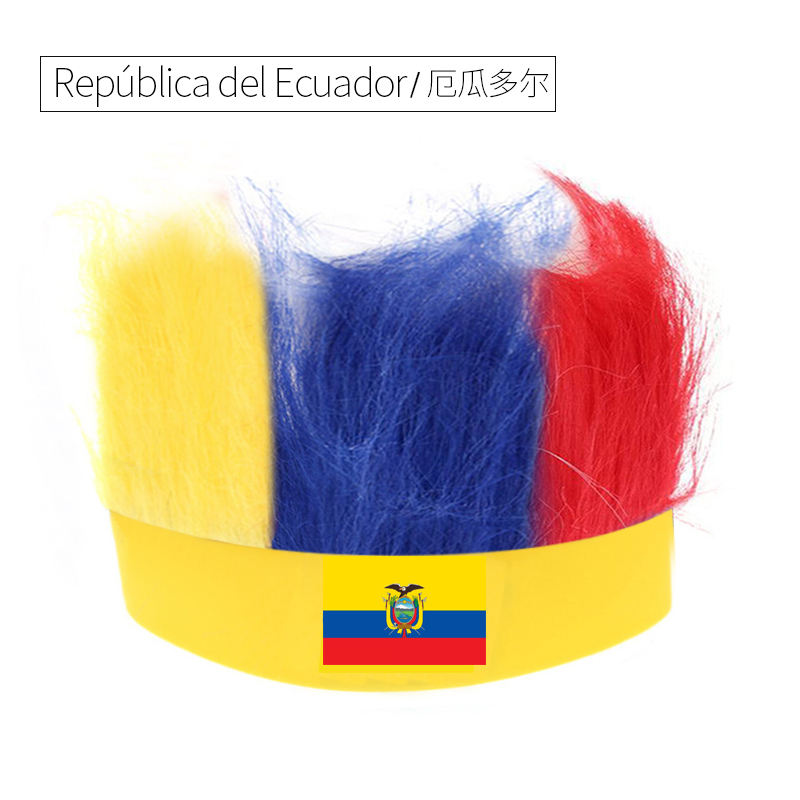 Wholesale Custom Sports Fans Cheering Product Team Supporter Giveaways Headband Wig With 32 Country Flags