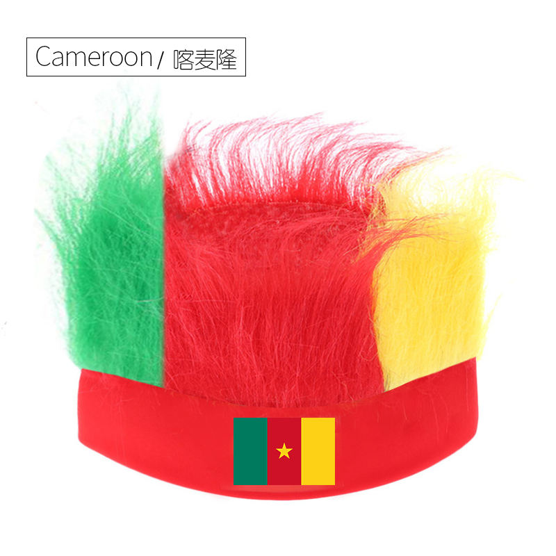 Wholesale Custom Sports Fans Cheering Product Team Supporter Giveaways Headband Wig With 32 Country Flags