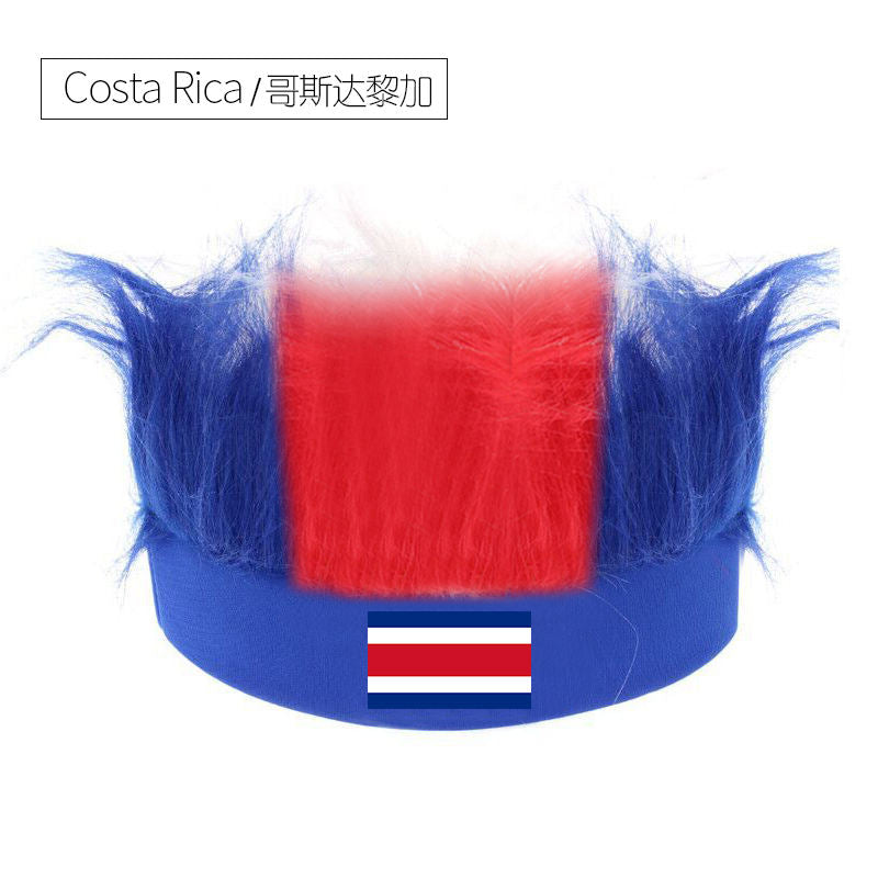 Wholesale Custom Sports Fans Cheering Product Team Supporter Giveaways Headband Wig With 32 Country Flags