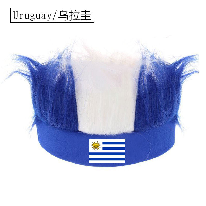 Wholesale Custom Sports Fans Cheering Product Team Supporter Giveaways Headband Wig With 32 Country Flags