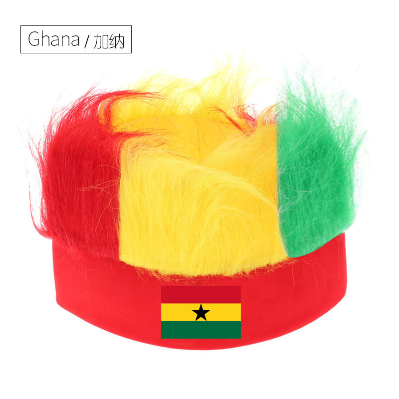 Wholesale Custom Sports Fans Cheering Product Team Supporter Giveaways Headband Wig With 32 Country Flags