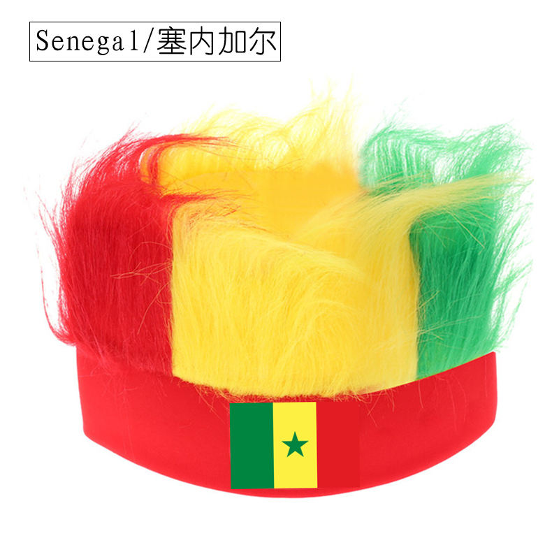 Wholesale Custom Sports Fans Cheering Product Team Supporter Giveaways Headband Wig With 32 Country Flags