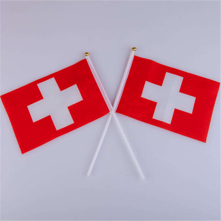Custom Manufacture Cheap Mini Pole National Country Polyester Waving Hand Flag