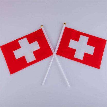Custom Manufacture Cheap Mini Pole National Country Polyester Waving Hand Flag