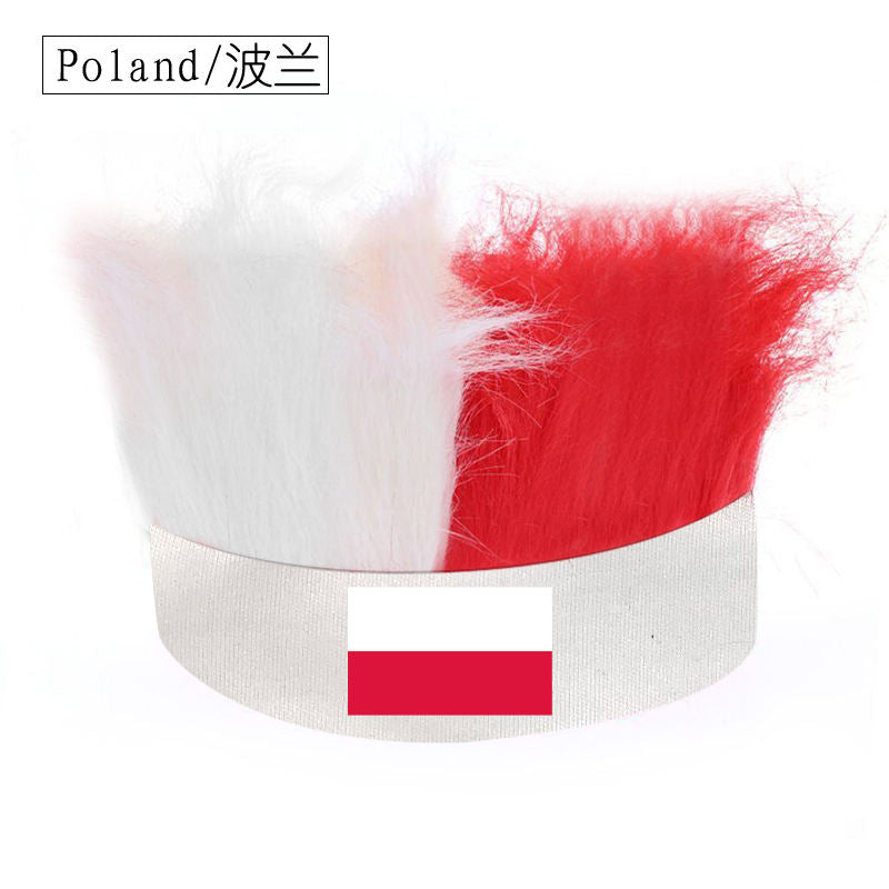 Wholesale Custom Sports Fans Cheering Product Team Supporter Giveaways Headband Wig With 32 Country Flags
