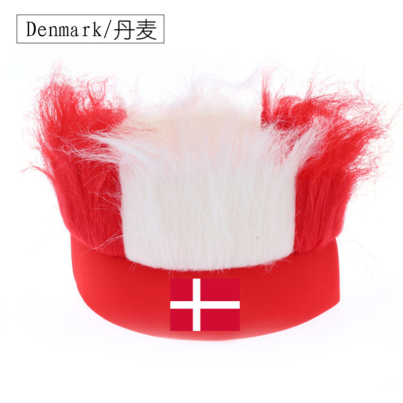 Wholesale Custom Sports Fans Cheering Product Team Supporter Giveaways Headband Wig With 32 Country Flags