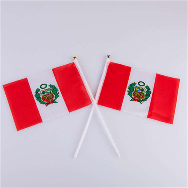 Custom Manufacture Cheap Mini Pole National Country Polyester Waving Hand Flag