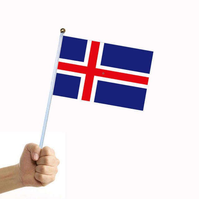 Custom Manufacture Cheap Mini Pole National Country Polyester Waving Hand Flag