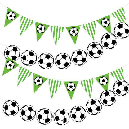 Sports Party Decorated Flag Banner Football String Flag Football Stripes Triangle Paper Latte