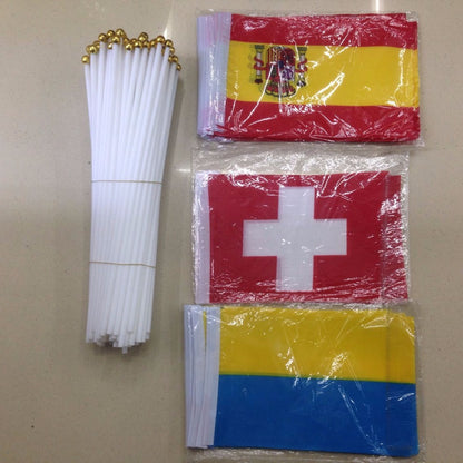 Custom Manufacture Cheap Mini Pole National Country Polyester Waving Hand Flag