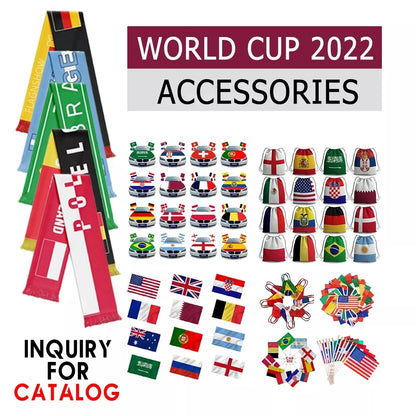 World Soccer Cup Custom Wholesale Flag Decoration Football Flog Soccer Fan Items Qatar Soccer Accessories