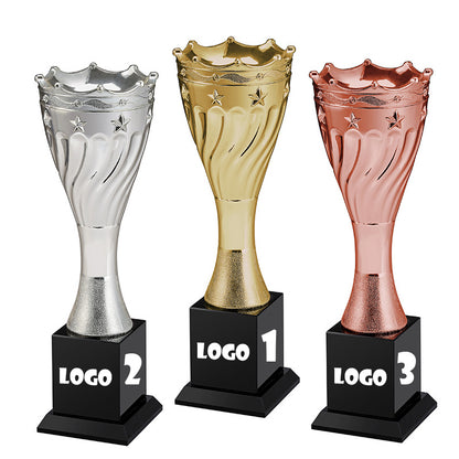 Custom Luxury Gym Competition Real Size Resin Metal Gold World Sports Cup Trophy Award Trophies And Medals