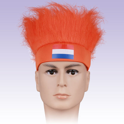 Wholesale Custom Sports Fans Cheering Product Team Supporter Giveaways Headband Wig With 32 Country Flags