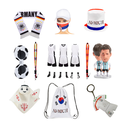 Soccer Event Accessories Wholesale World Cup Glasses Football Fans Cheer Party Supply KeyChains Scarf Flags Promotional Gift Souvenirs