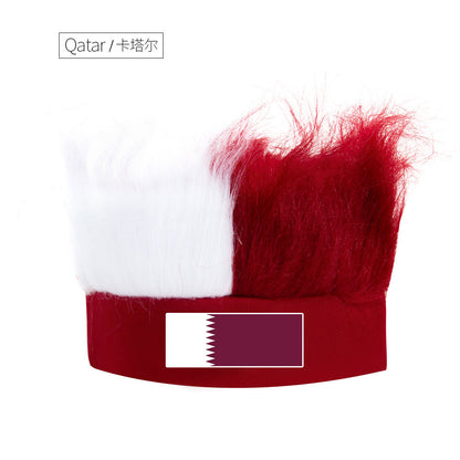 Wholesale Custom Sports Fans Cheering Product Team Supporter Giveaways Headband Wig With 32 Country Flags