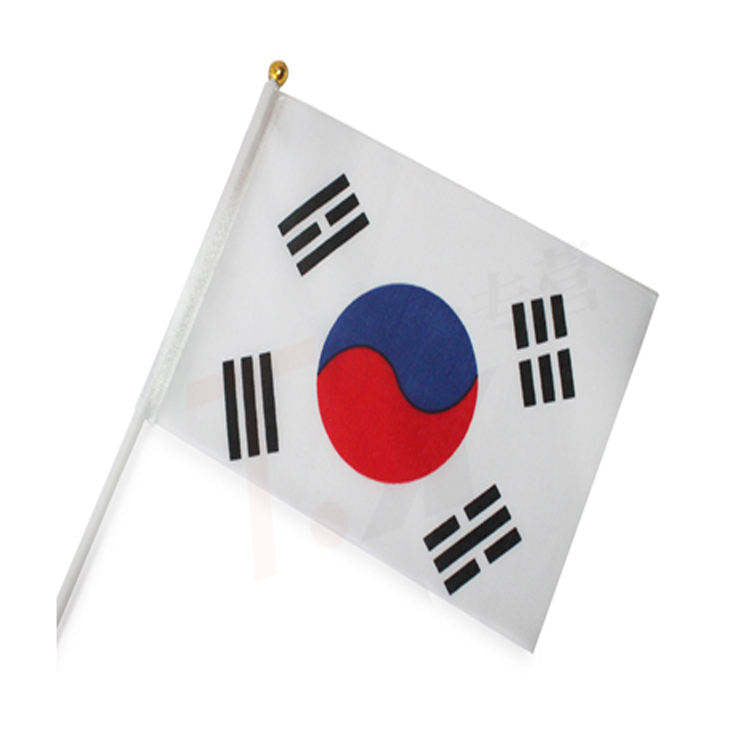 Custom Manufacture Cheap Mini Pole National Country Polyester Waving Hand Flag