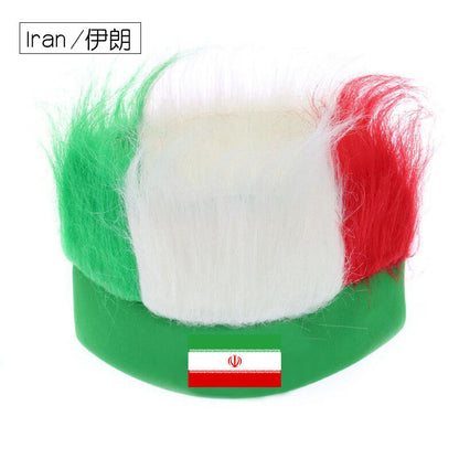 Wholesale Custom Sports Fans Cheering Product Team Supporter Giveaways Headband Wig With 32 Country Flags