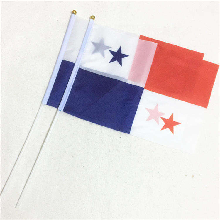 Custom Manufacture Cheap Mini Pole National Country Polyester Waving Hand Flag