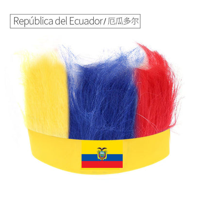 Wholesale Custom Sports Fans Cheering Product Team Supporter Giveaways Headband Wig With 32 Country Flags
