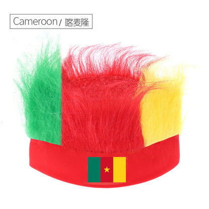 Wholesale Custom Sports Fans Cheering Product Team Supporter Giveaways Headband Wig With 32 Country Flags