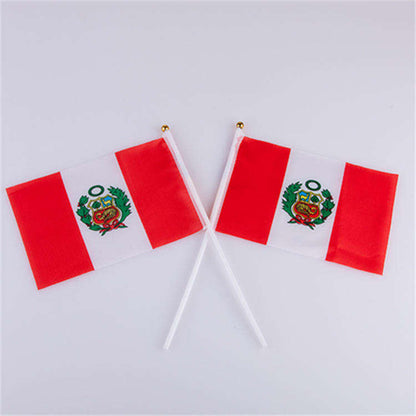 Custom Manufacture Cheap Mini Pole National Country Polyester Waving Hand Flag