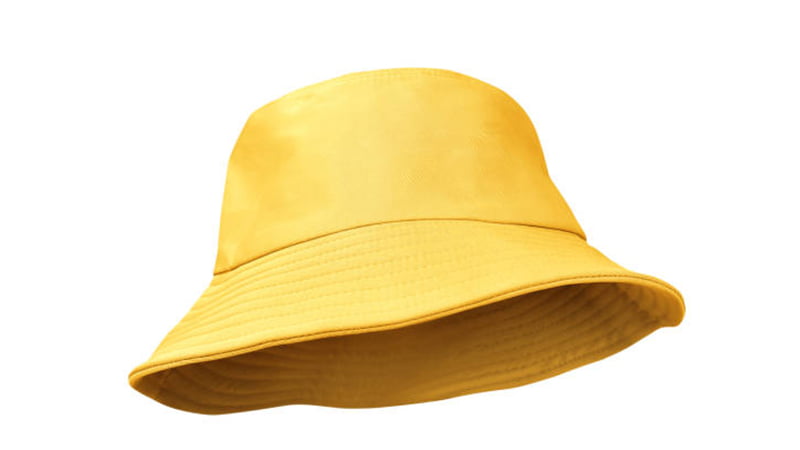 Bright yellow bucket hat ready for custom logo printing and promotional branding