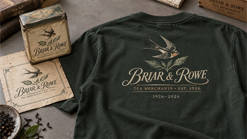 Anniversary T-shirt design inspired by historic branding, founding years, and milestone graphics.
