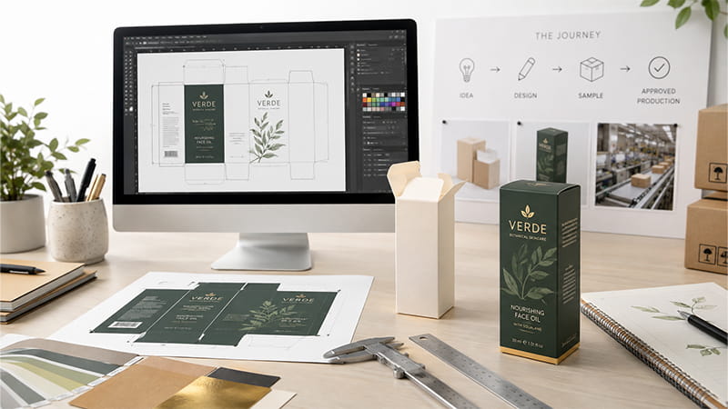Custom packaging design and production planning for small business products