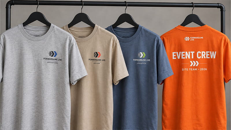 Employee team T-shirt design combining company branding with department or team identity.