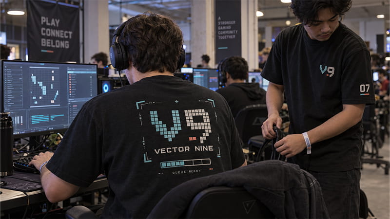 Gaming-inspired T-shirt design using digital interface graphics and game-style visual elements.