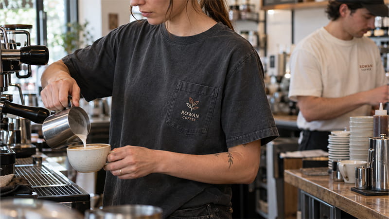 Pocket-area T-shirt design with a small logo placed on the left chest.